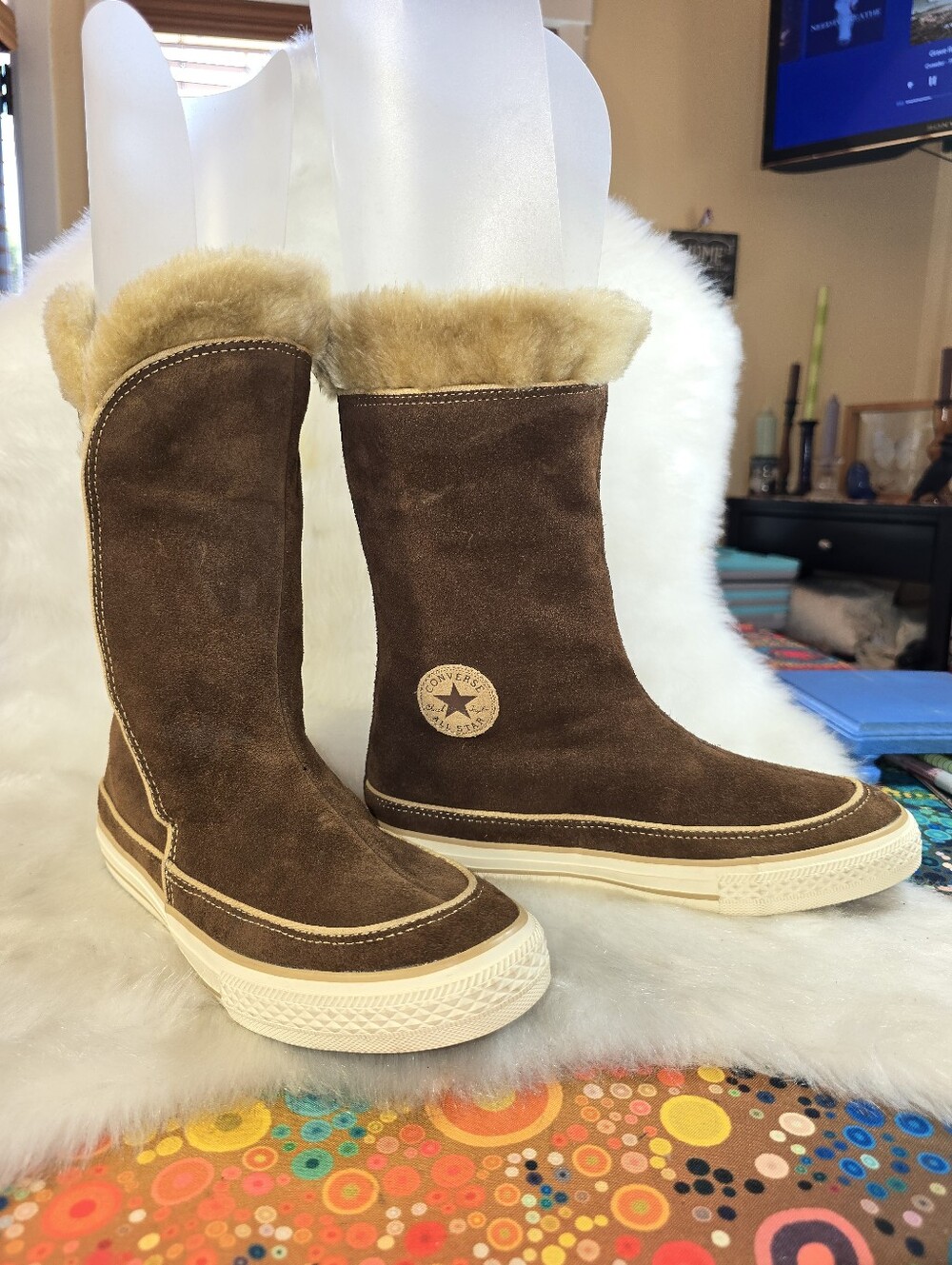 Converse Chuck Taylor All Star "Beverly" Suede Shearling-Trim Mid-Calf Boot